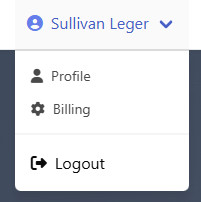 User menu showing Profile option